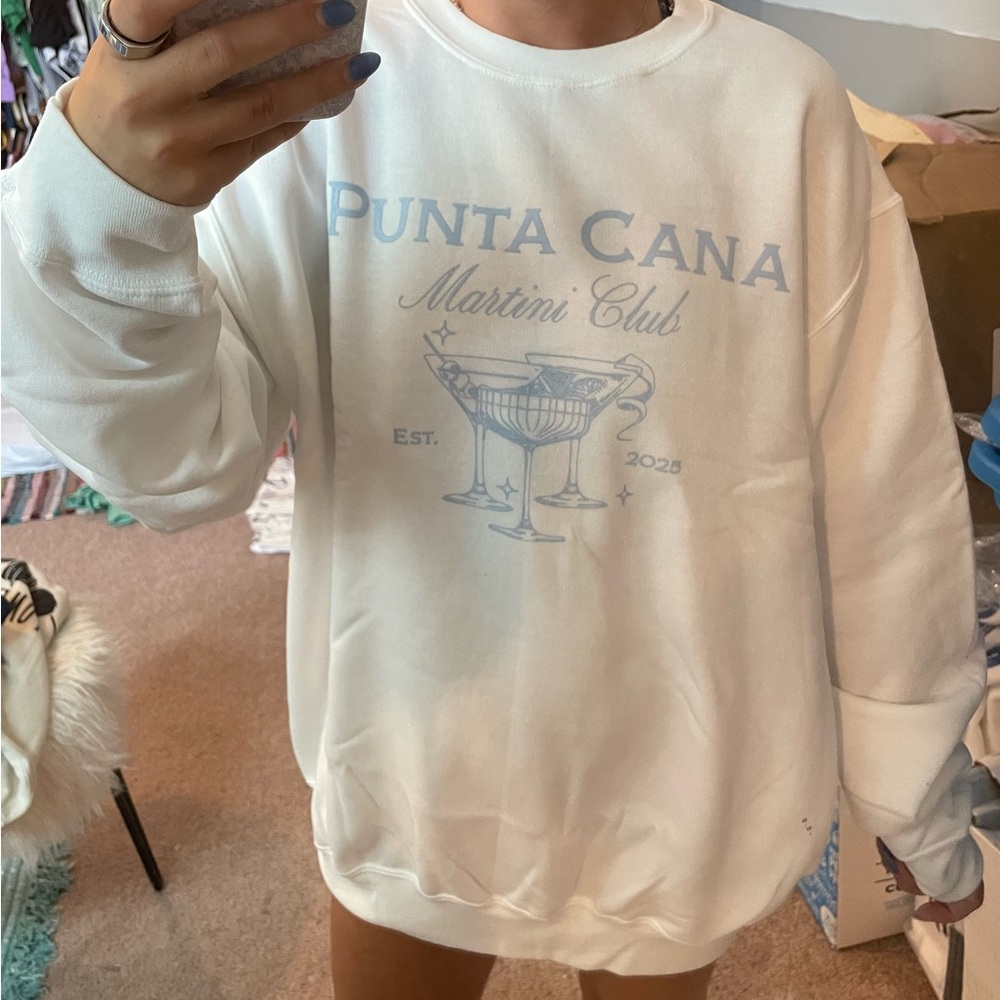 NWOT White Punta Cana Martini Club Sweatshirt